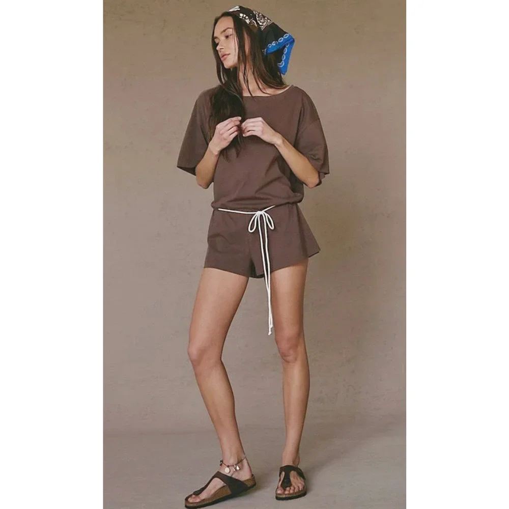 NEW FREE PEOPLE FREE-EST CARAFE BROWN MONET ROMPER SZ XS